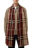 Wide Reversible Check Wool Silk Scarf, , hi-res