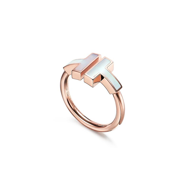 Tiffany T Wire Ring in Rose Gold with Mother-of-pearl - Size 6, , hi-res