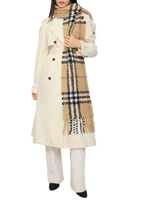 Check Alpaca Wool Blend Boucl&eacute; Scarf, , hi-res