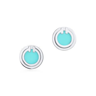 Tiffany T turquoise circle earrings in 18k white gold
