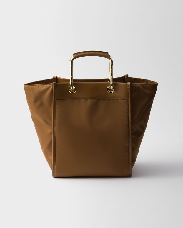 Medium Re-Nylon and leather tote bag, , hi-res