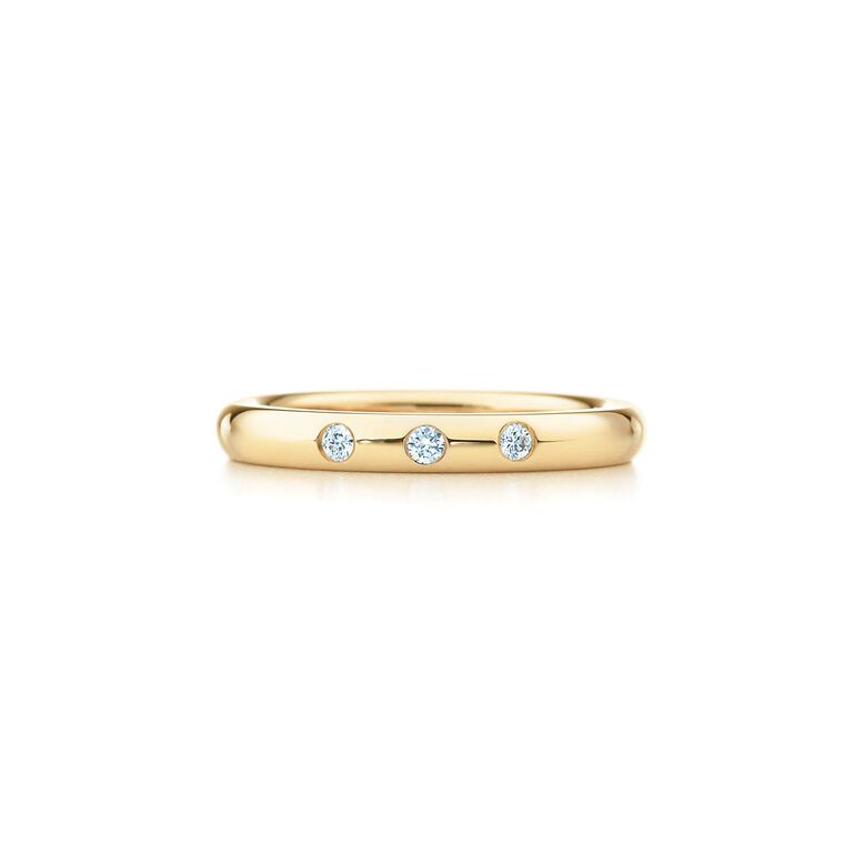 Elsa Peretti&reg; stacking band ring in 18k gold with diamonds. - Size 5, , hi-res