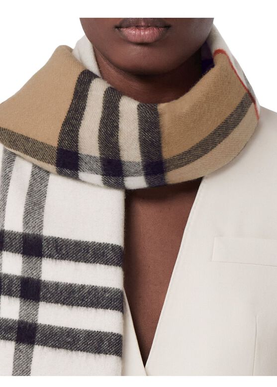 Contrast Check Cashmere Scarf, , hi-res