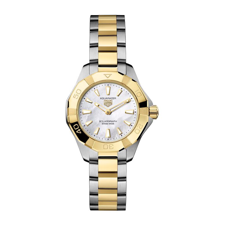 Aquaracer Professional 100 Solargraph 28mm Ladies Watch 18k Yellow Gold, , hi-res