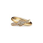 Tiffany Knot Double Row Ring in Yellow Gold with Diamonds - Size 5 1/2