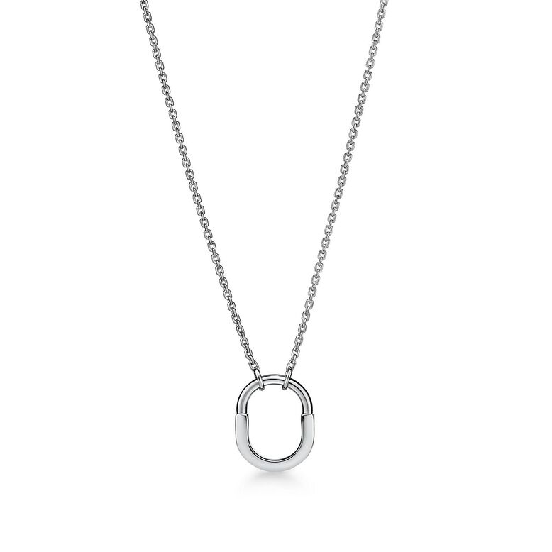 Tiffany Lock Small Pendant in White Gold, , hi-res