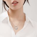Tiffany Victoria&reg; diamond vine circle pendant in platinum, large, , hi-res