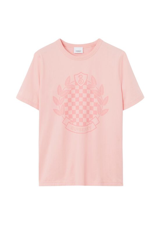 Chequered Crest Cotton T-shirt, , hi-res