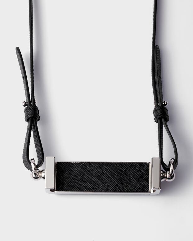 Metal and Saffiano leather smartphone case, , hi-res