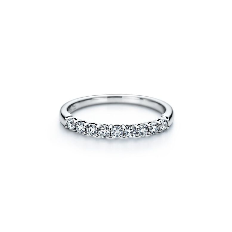Tiffany Forever Band Ring in Platinum with a Half-circle of Diamonds, 2.2 mm - Size 6 1/2, , hi-res