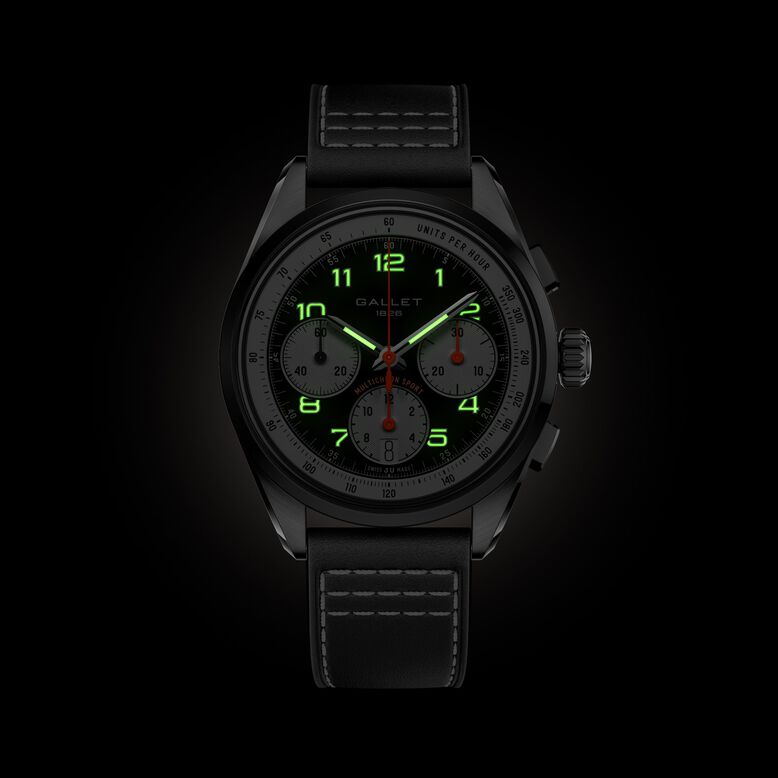 Multichron Sport Chronograph Automatic 41mm Unisex Watch Black Dial Leather, , hi-res