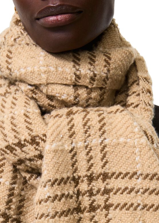 Embellished Check Boucl&eacute; Scarf, , hi-res