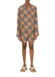 Regular Fit Check Silk Pyjama Shirt, , hi-res