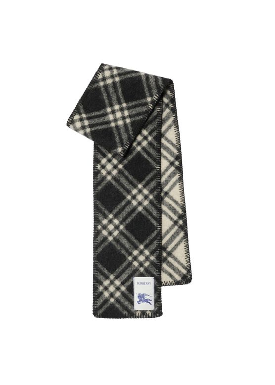 Narrow Check Wool Scarf, , hi-res