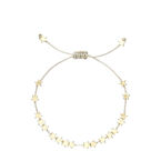 Gold Stars So Bright Bracelet W Silver Metallic Cord - Gold