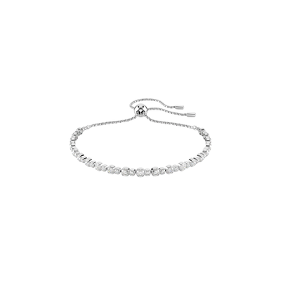 Matrix Tennis Bracelet Mixed Round Cuts - White Rhodium,
