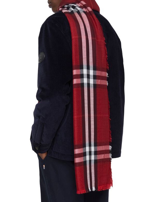 Reversible Check Wool Silk Scarf, , hi-res