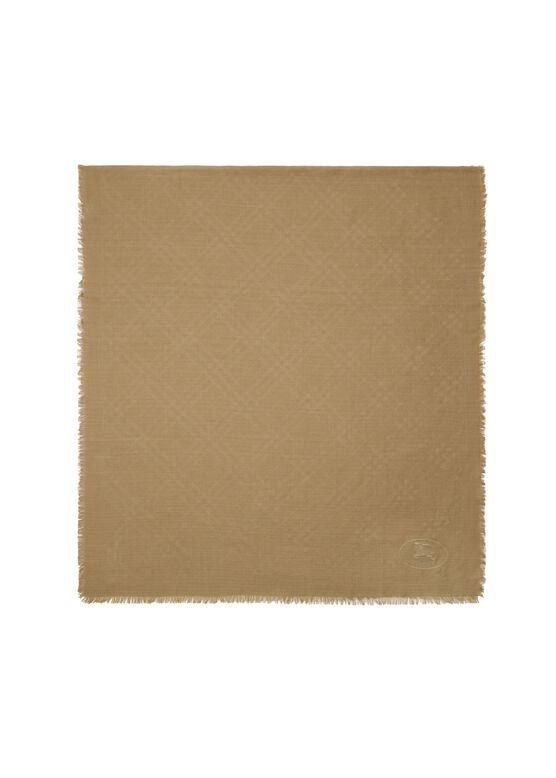 Wide Check Wool Silk Scarf, , hi-res