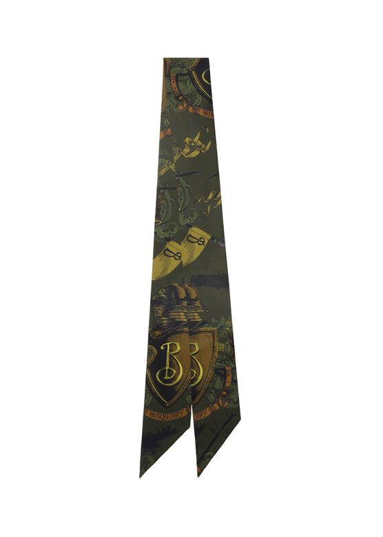 Skinny Reversible Etched Knight Silk Scarf, , hi-res