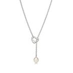 Elsa Peretti® Open Heart Lariat Necklace in Silver with Pearls, 7.5-8 mm - Size 7.5-8 mm