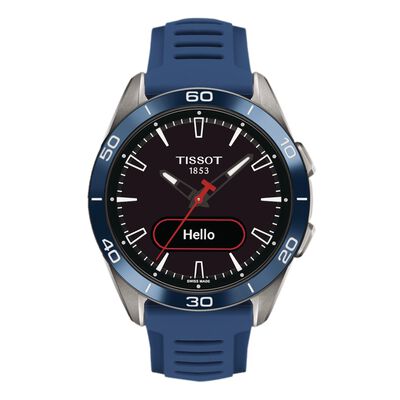 T-Touch Connect Sport 44mm Unisex Watch Black With Blue Silicone Strap