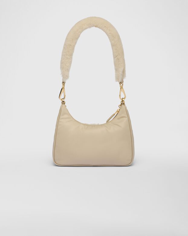 Re-Nylon and shearling mini-bag, , hi-res