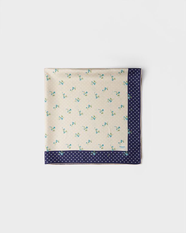 Printed silk twill scarf 90 , , hi-res