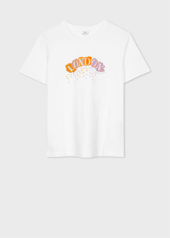 PS Paul Smith Women&#39;s White &#39;London Rain&#39; T-Shirt, , hi-res