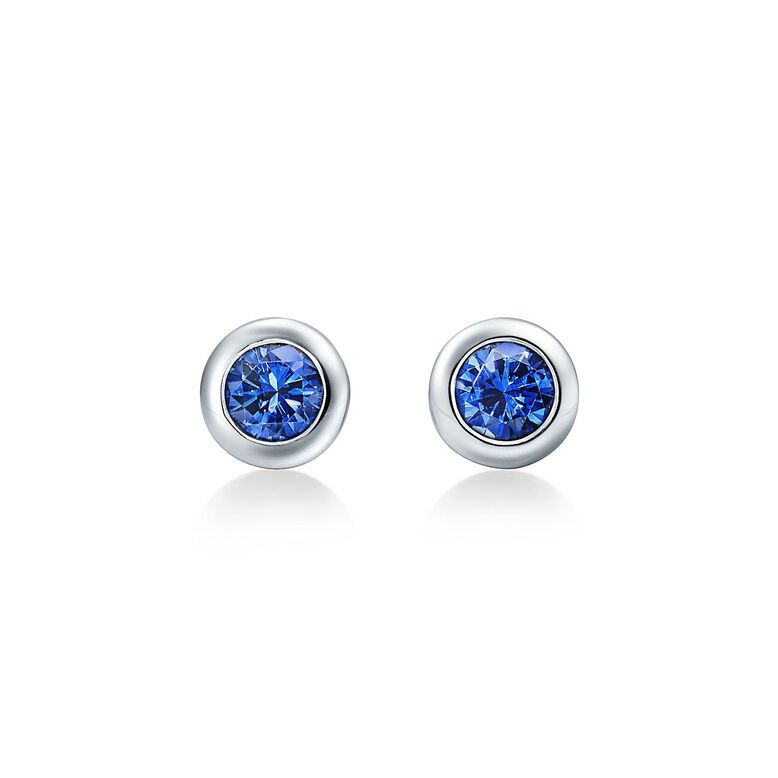 Elsa Peretti&reg; Color by the Yard earrings in platinum with sapphires., , hi-res