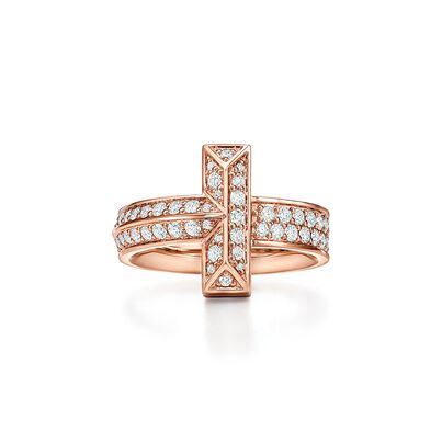 Tiffany T T1 Ring in Rose Gold with Diamonds, 4.5 mm