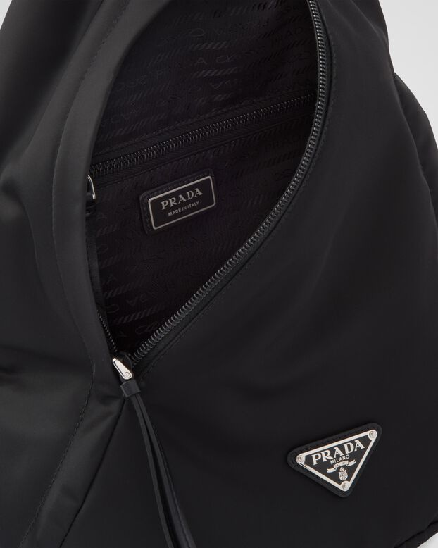 Re-Nylon and leather backpack, , hi-res