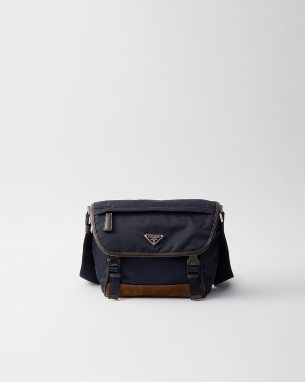 Medium Re-Nylon and leather shoulder bag, , hi-res