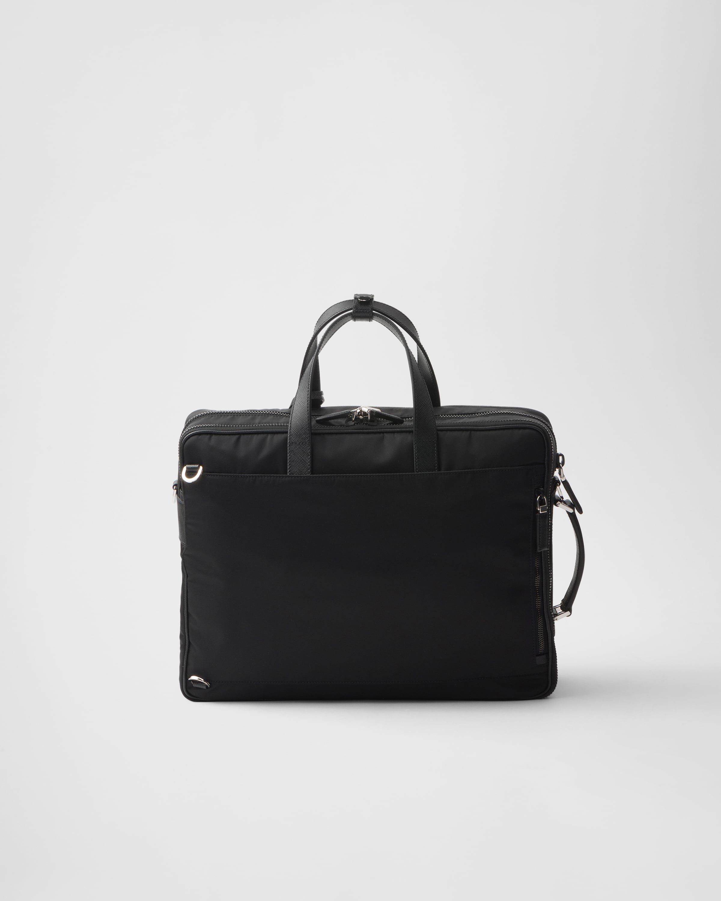 Re Nylon and Saffiano leather briefcase