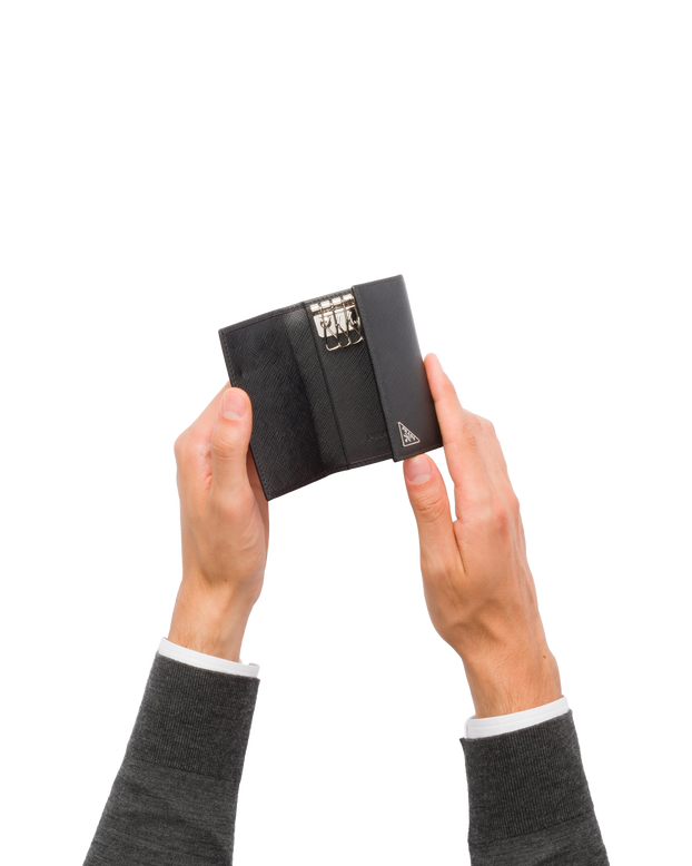 Saffiano leather key case, , hi-res