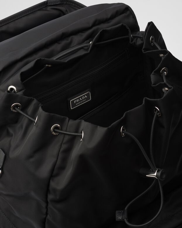 Re-Nylon and Saffiano leather backpack, , hi-res