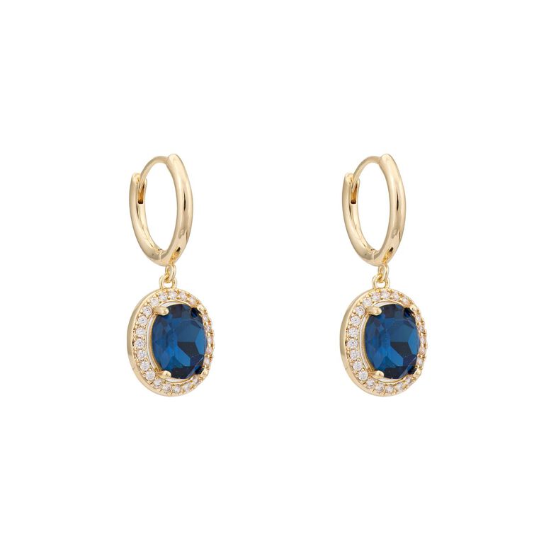 Stunning Sapphire Drop Earrings Gold Blue, , hi-res