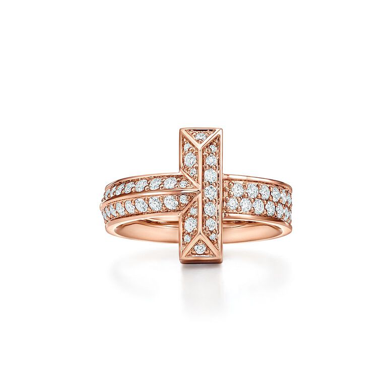 Tiffany T T1 Ring in Rose Gold with Diamonds - Size 7 1/2, , hi-res