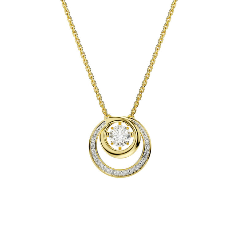 Hyperbola Round White Gold Tone Pendant - SS Box , , hi-res