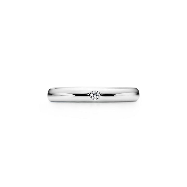 Elsa Peretti&reg; band ring. Diamond, platinum. - Size 4 1/2, , hi-res