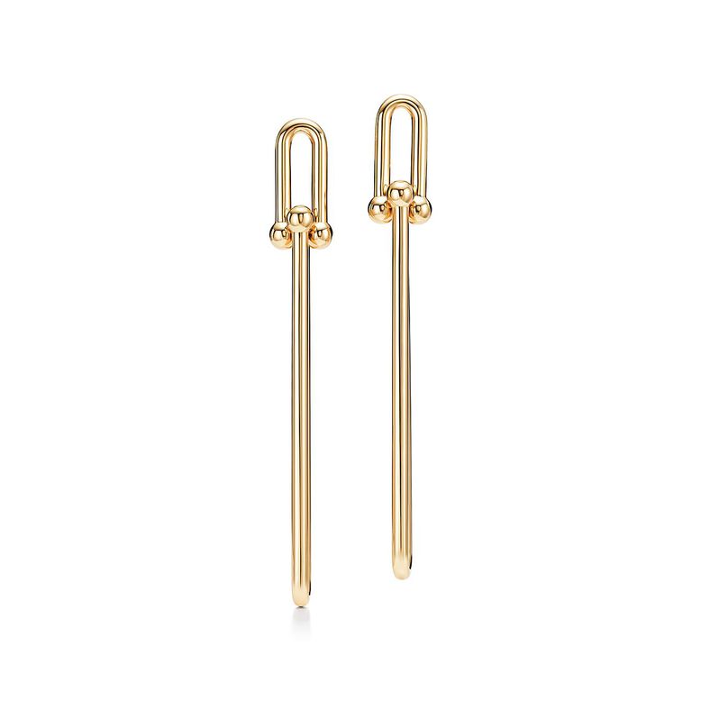 Tiffany HardWear double long link earrings in 18k gold, , hi-res