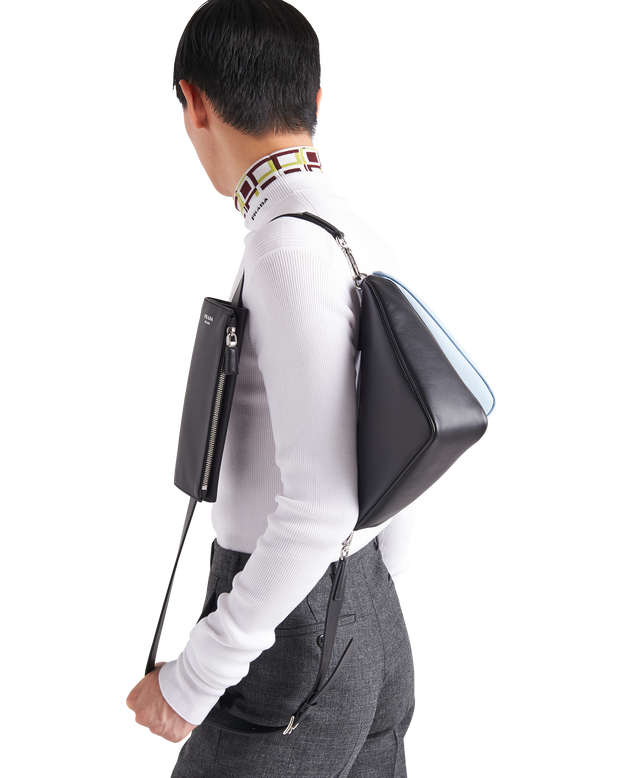 Saffiano leather and leather shoulder bag, , hi-res
