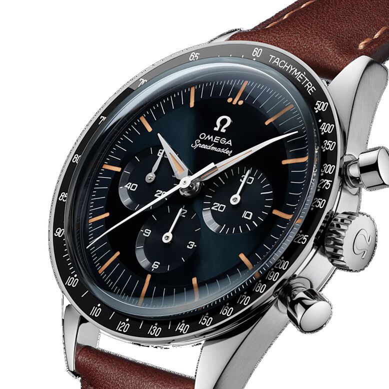 Speedmaster Anniversary Series 40mm Mens Watch Blue -Brown Leather Strap, , hi-res