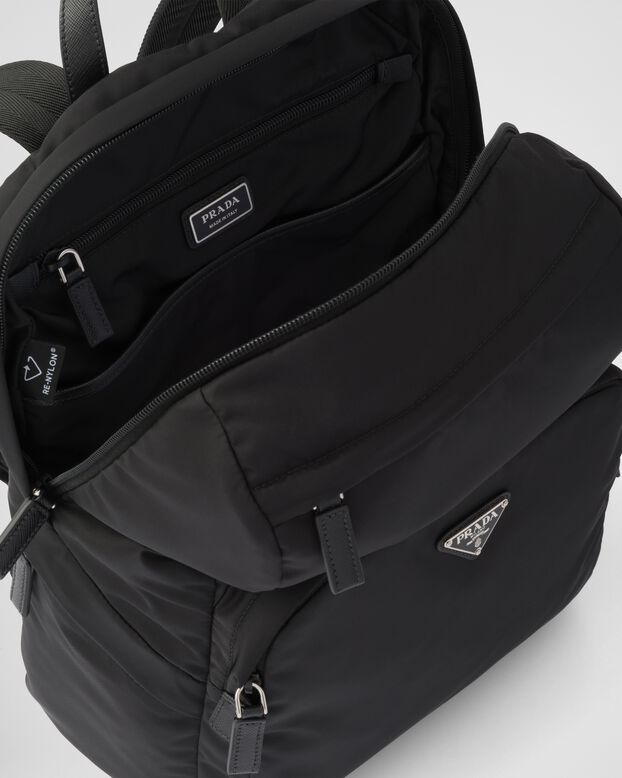 Re-Nylon and Saffiano leather backpack, , hi-res