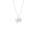 Double Heart Necklace Silver Pave