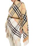 Contrast Check Cashmere Wool Cape, , hi-res