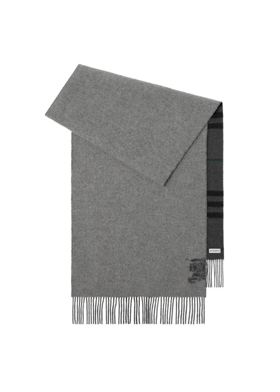 Wide Reversible Check Cashmere Scarf, , hi-res