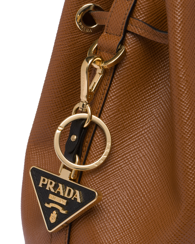 Saffiano Leather and Metal Keychain, , hi-res