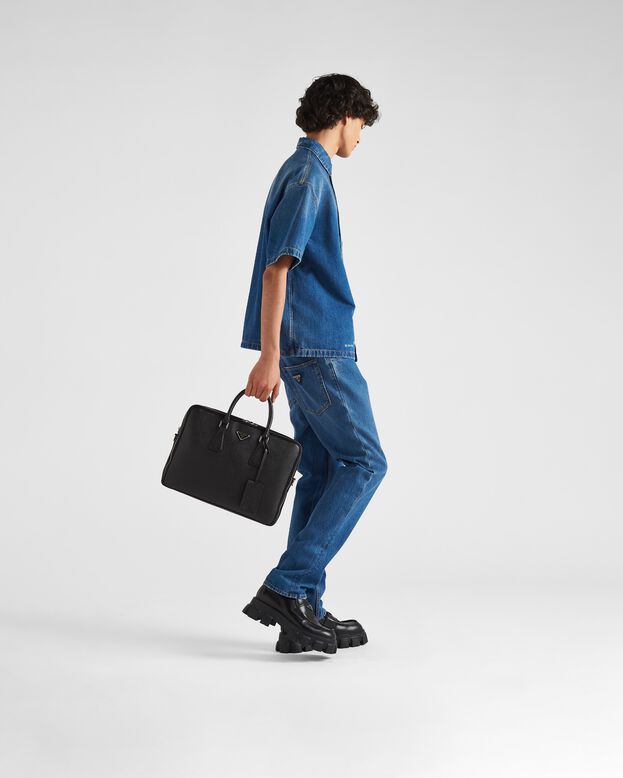 Saffiano leather briefcase, , hi-res