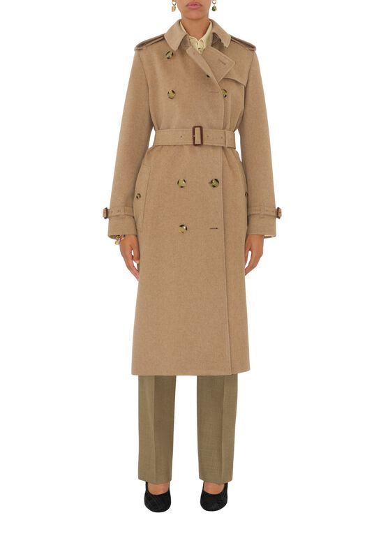 Long Cashmere Kensington Trench Coat, , hi-res