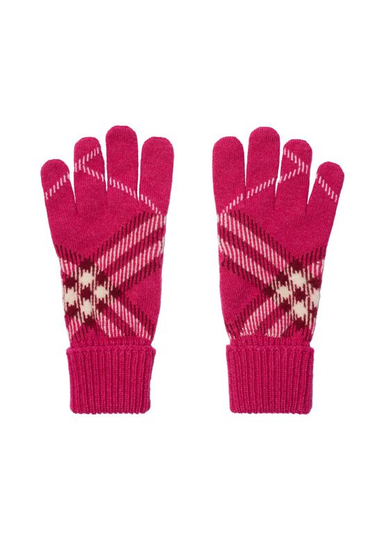 Check Cashmere Blend Gloves, , hi-res